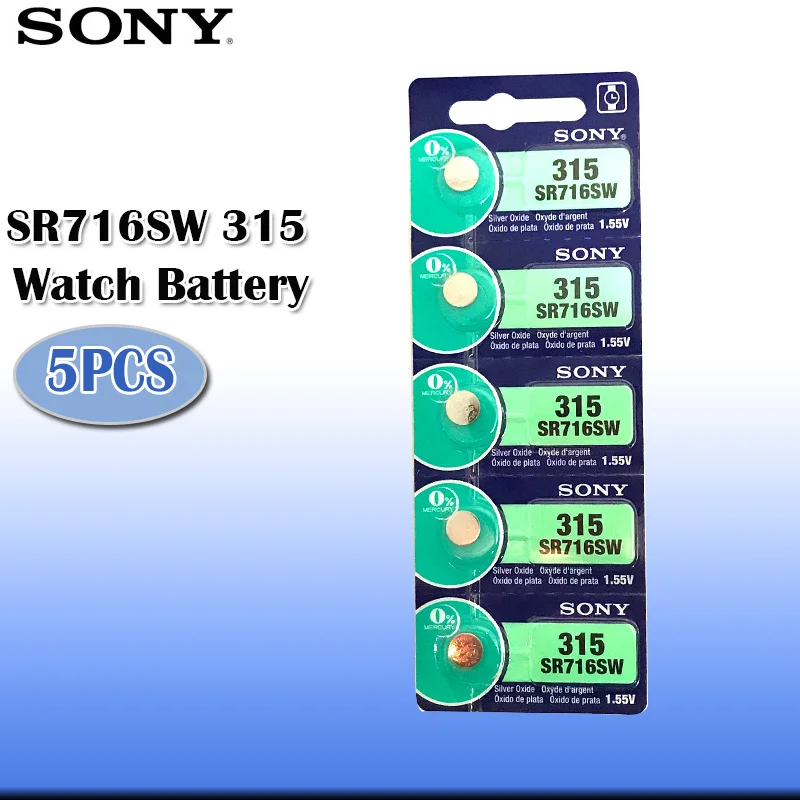 5pcs Sony 100% Original 315 SR716 SR716SW 1.55V Silver Oxide Watch Battery Button Coin Cell MADE IN JAPAN | Электроника