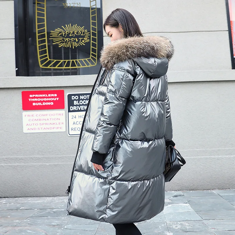 Женская зимняя куртка,, хлопковое пальто для женщин, зимняя Новинка, с ярким лицом, с меховым воротником, женская верхняя одежда