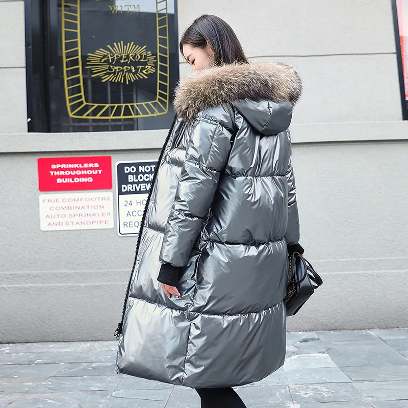 Buy 2019 Women s Winter Jacket Hot Selling Cotton Coat Women Winter New Bright Face With Fur Collar Female Outwear