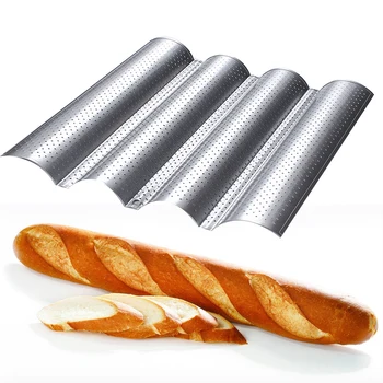 

Non-stick Baguette Pan French Bread Baking Mold 4 Wave Loaves Loaf Bake Mold Toast Cooking Bakers Bread Molding Tray Tools