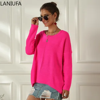 

2019 Womens Sweaters Autumn Winter Knitting Tops O-neck Casual Sweater Women Pullover Jumper Casual long Streetwear women P052