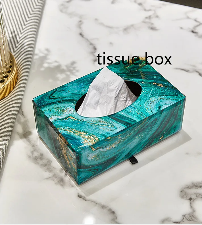 tissue box Высококачественный поднос с зеленым агатом, набор резервуаров для хранения, для гостиной, для домашнего хранения, декоративные украшения, поднос для декоративных предметов - Цвет: tissue box