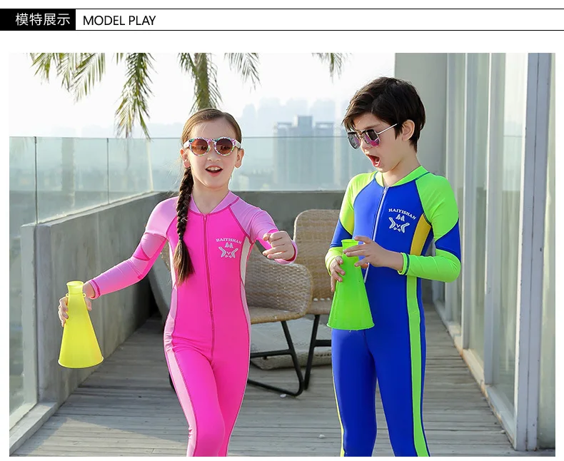 Купальный костюм; детский купальный костюм с длинными рукавами; купальный костюм для девочек и мальчиков с высокой эластичностью; Цельный купальник с защитой Медузы