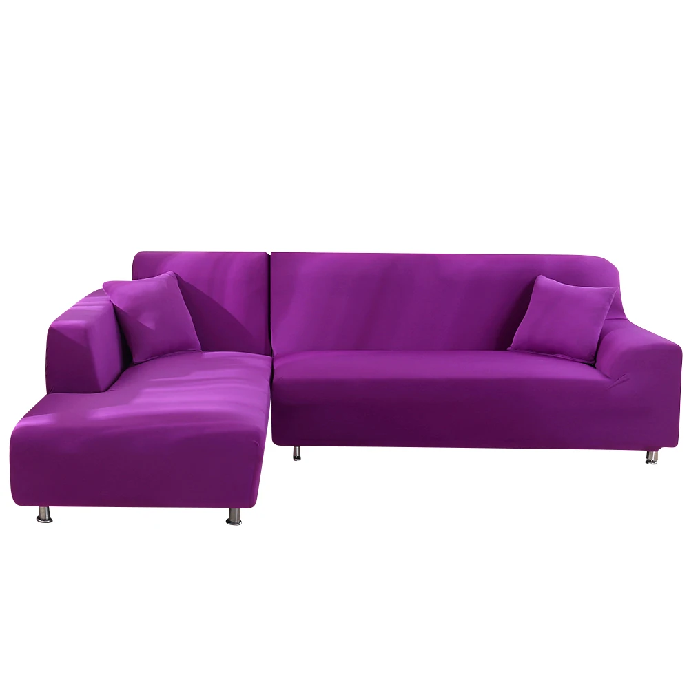 L-candy purple 2 шт./компл. анти-грязные диванных чехлов l-образный Гостиная секционные шезлонг диван Чехол стрейч спандекс чехол на угловой диван - Цвет: L-candy purple