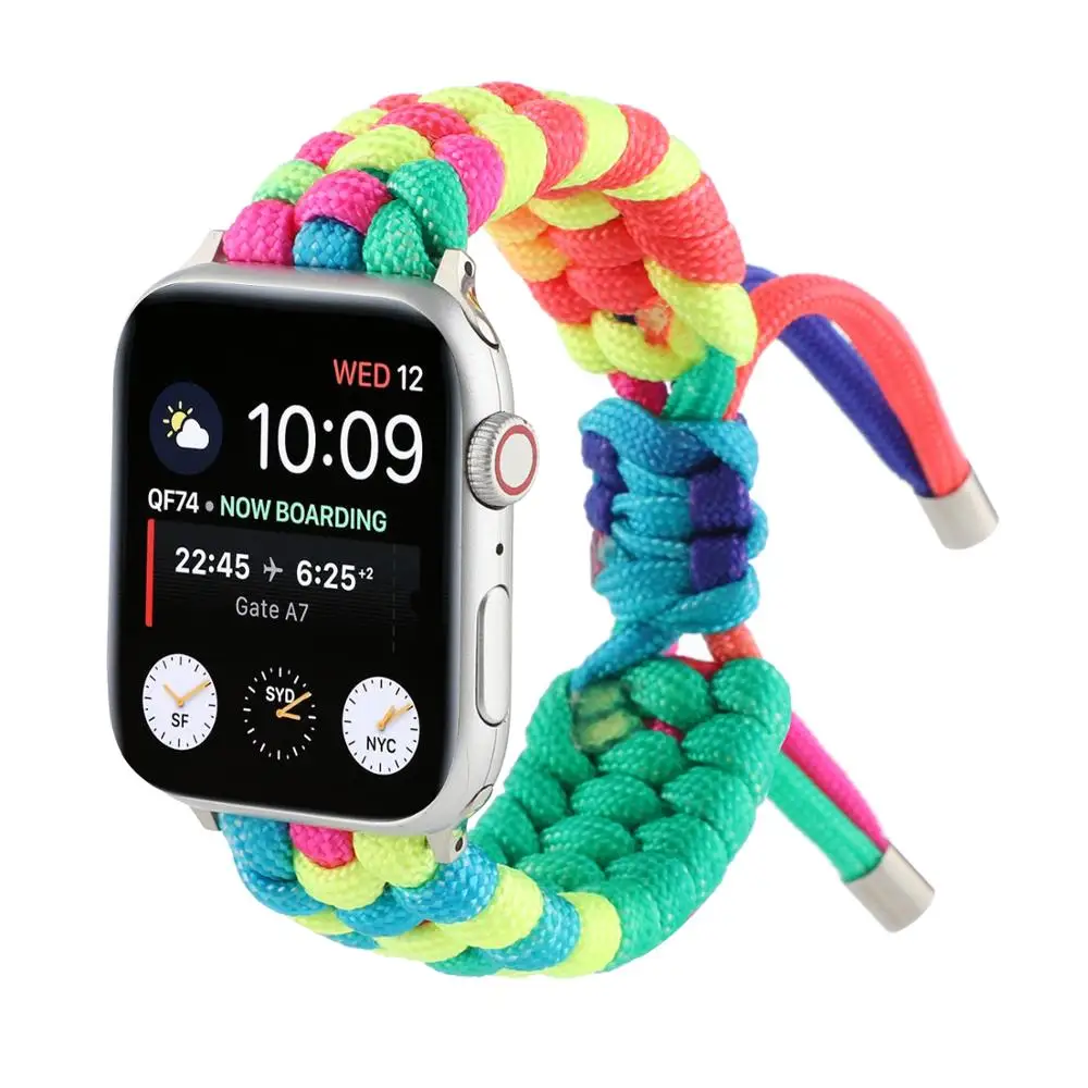 

Woven Nylon Rope Watchband for Apple Watch Band 38mm 40mm 42mm 44mm Series 5 4 3 2 1 iwatch Wrist Strap Smartwatch Belt.