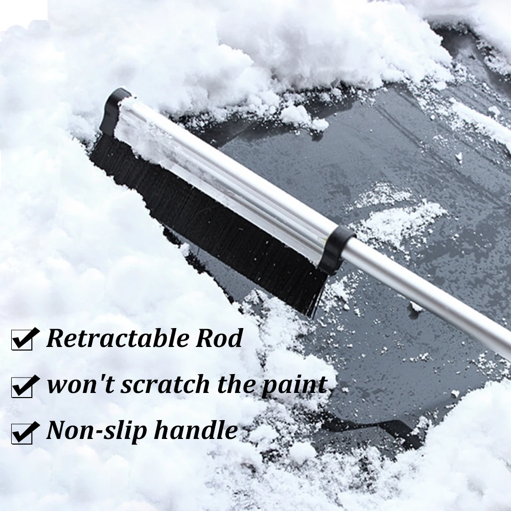 Car Windshield Ice Scraper Auto Glass Snow Shovel Extendable Snow Removal Brush Car Cleaning Brush Winter Ice Removal Tools