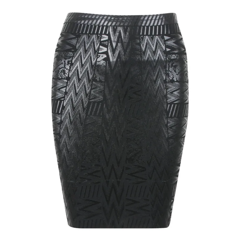 

Popular Bandage skirt Sexy High Waist Slim Gold Stamping Black hot glue skirt wrap Hip Skirt
