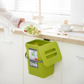 

5L Waste Bin Kitchen Cabinet Door Hanging Trash Bin Trash Can Wall Mounted Bathroom Dustbin Garbage Bucket Waste Storage