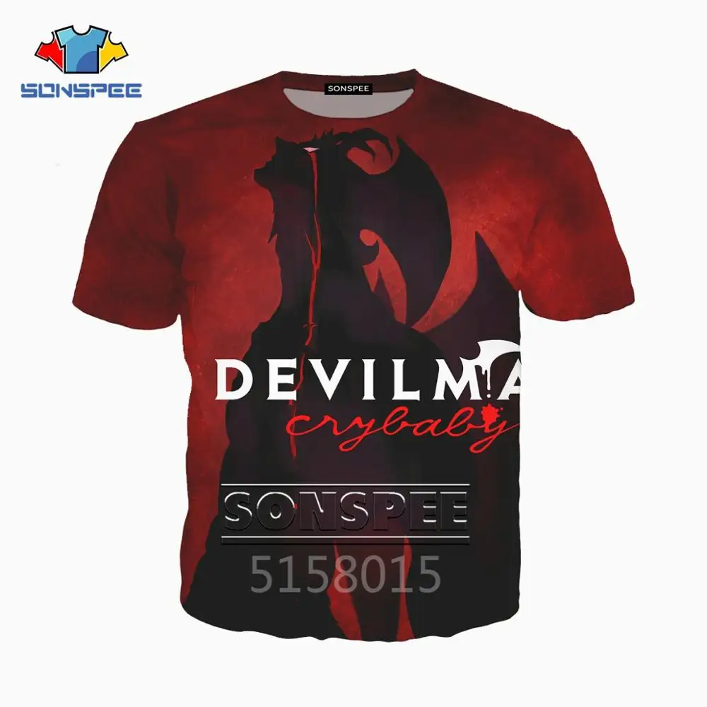 SONSPEE аниме devilman crybaby Harajuku 3D печатных мужчин и женщин одежда Хип Хоп футболка унисекс короткий рукав Футболка уличная pul