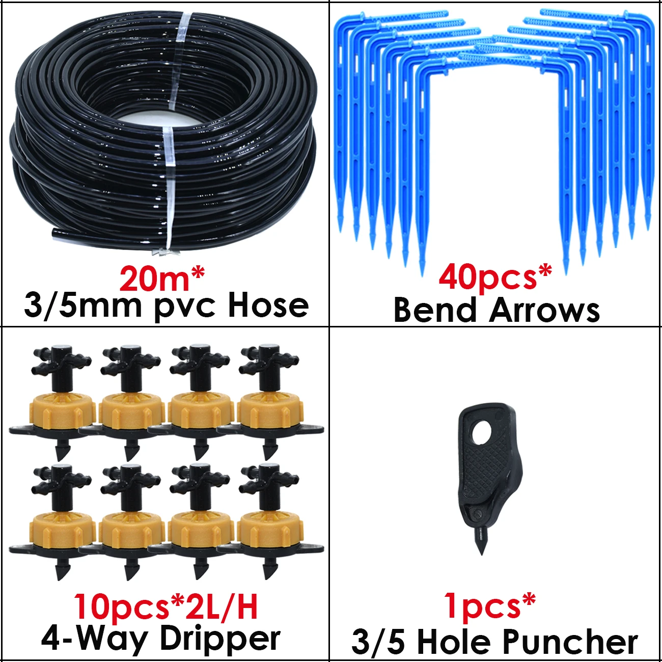 KESLA 5M-100M 2LPH Pressure Compensation Emitter Watering Kits for Agriculture Greenhouse Drop Drip Irrigation System w/ Puncher