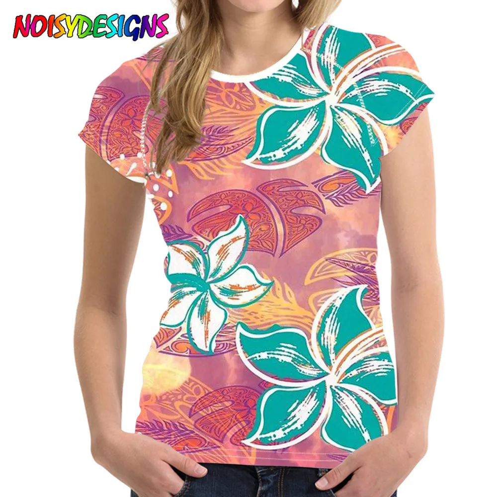 

NOISYDESIGNS Hawaiian Hibiscus Plumeria Print Tshirt Tops Summer Casual Women T-shirts Hip Hop Streetwear Short Sleeve Tshirt