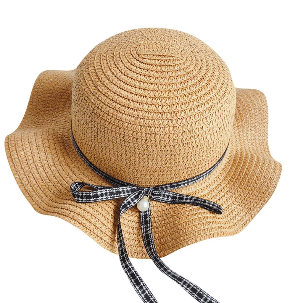  Baby Girl Sweet leisure Sun Hat kids hat sun straw hat handmade  Children Kids Summer Hat Beach Bucket Cap Toddler Girls Hat