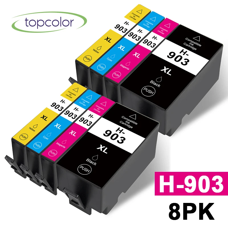 Topcolor 8pk совместимые чернила для HP 903 HP-903 903XL OfficeJet Pro 6950 6960 6970 универсальный принтер