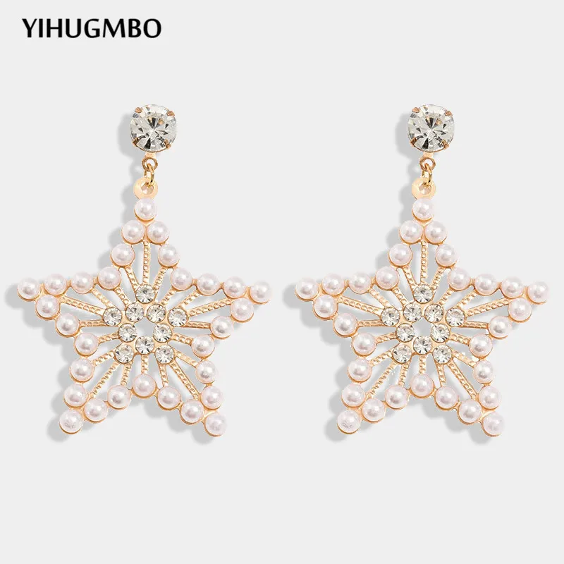 

YIHUGMBO Elegant Simulated Pearls Dangle Earrings 2020 New Statement Jewelry Wedding Accessories Hollow Out Korean Earring Gifts