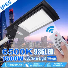 1500 Вт светодиодный настенный светильник IP65 936 светодиодный уличный фонарь на солнечной батарее радар движения 2 в 1 постоянно яркий и индукционный солнечный датчик дистанционного управления