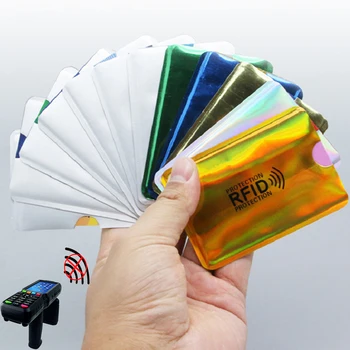 

2pc Anti Rfid Wallet Blocking Reader Lock Bank Card Holder Id Bank Card Case Protection Metal Credit NFC Holder Aluminium