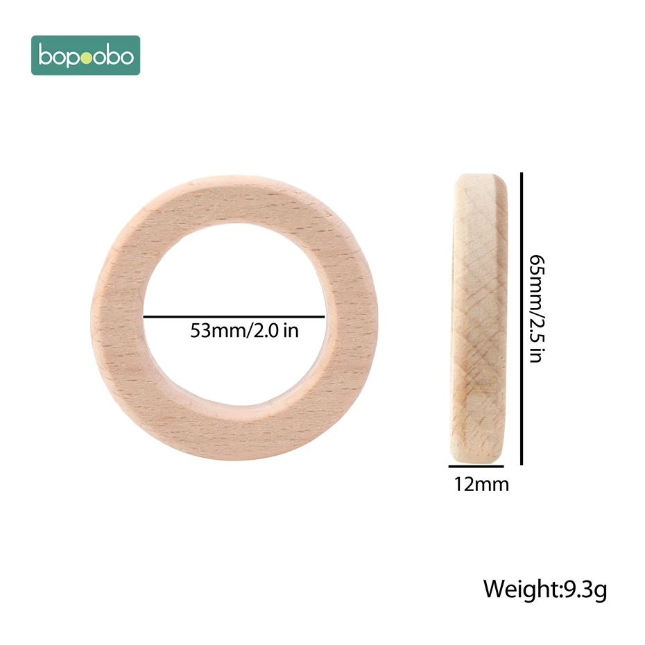 65mm Ring Bopoobo 1 шт. детские игрушки из бука, деревянная погремушка для прорезывания зубов, деревянное кольцо, можно жевать бусины для игры в тренажерный зал, без БФА, Монтессори, детские игрушки-погремушки - Цвет: 65mm Ring
