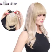 SNOILITE короткие передние тупые челки Клип короткая челка волосы для наращивания прямые синтетические настоящие натуральные накладные волосы