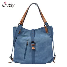 Холщовые женские вместительные сумки, женские сумки Hobos, одноцветные сумки на плечо, винтажные многофункциональные сумки через плечо, двойная Конвертация Handba