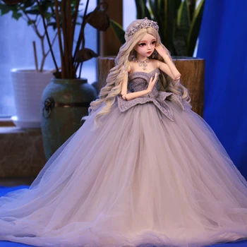 

60cm 1/3 BJD Dolls Mechanical Joints Wedding Dress Doll Set Girls Gifts - Cinderella (Included Handmade Makeup + Full Clothes )
