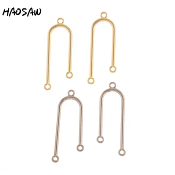 

HAOSAW 13*41MM 6Pcs/Lot Dangle Curve Charm Accessories Parts/Rhodium Charm/Jewelry Findings/Earrings Accessories/Handmade