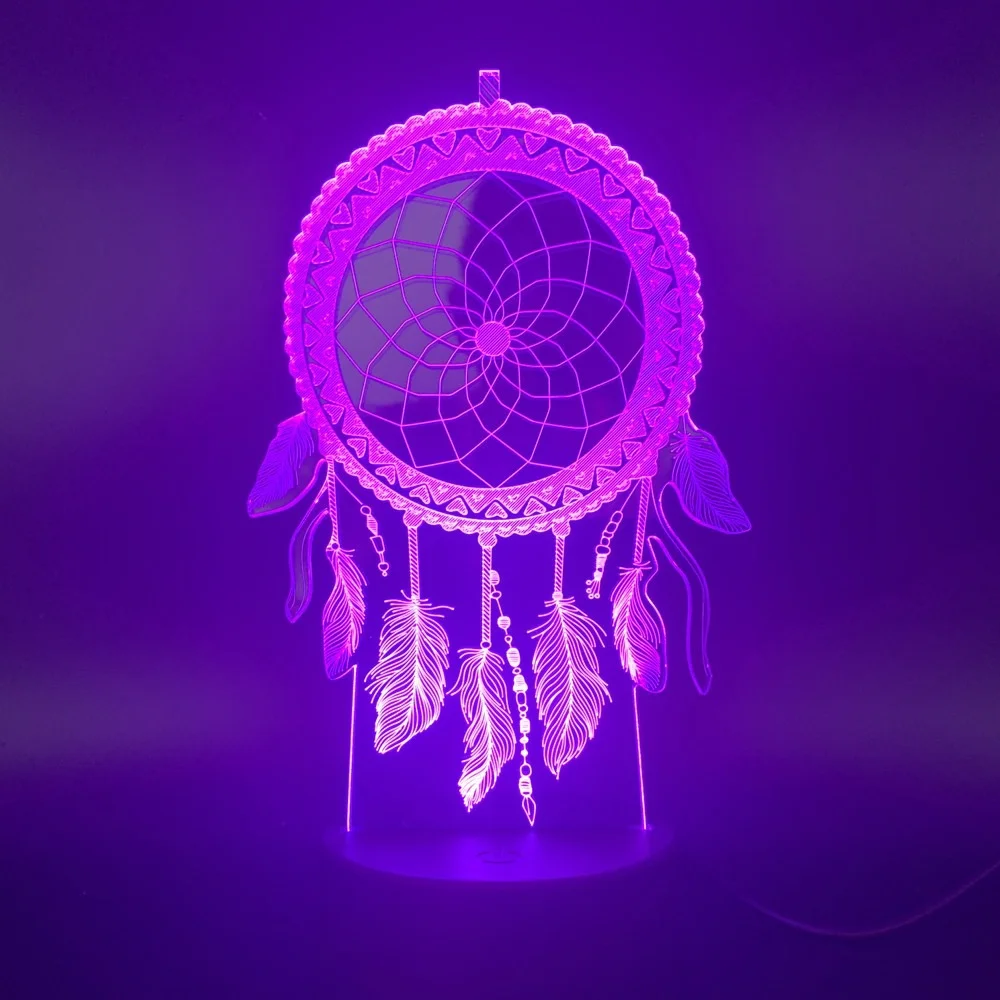 Acrylic Dream Catcher Dream Catcher Lamp 3d Led Lamp Night Light