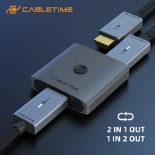 

CABLETIME HDMI Splitter 4K 60Hz 1x2/2x1 Adapter HDMI Switcher 2 in 1 Converter for latop Macbook Air HDTV PS4 HDMI Switch C355