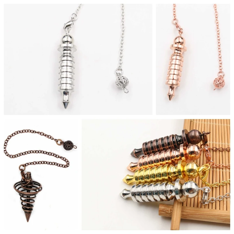 

Metal Pendulum Pendant Male Dowsing Healing Pyramid Spiritual Reiki Pendulums for Dowsing Charms Chakra Amulet Gold Copper Screw