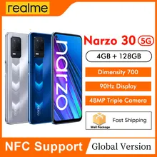 Global Version realme narzo 30 5G NFC 4GB 128GB Dimensity 700 48MP Triple Camera 5000mAh 90Hz Display Mobile Phone