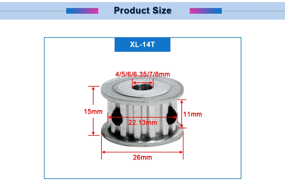 XL-14T зубчатый шкив 14 зубов XL передачи шкивы 4/5/6/6,35/7 Plus/8 мм диаметр Шаг 11 мм ремень Ширина зубчатый шкив для ремня