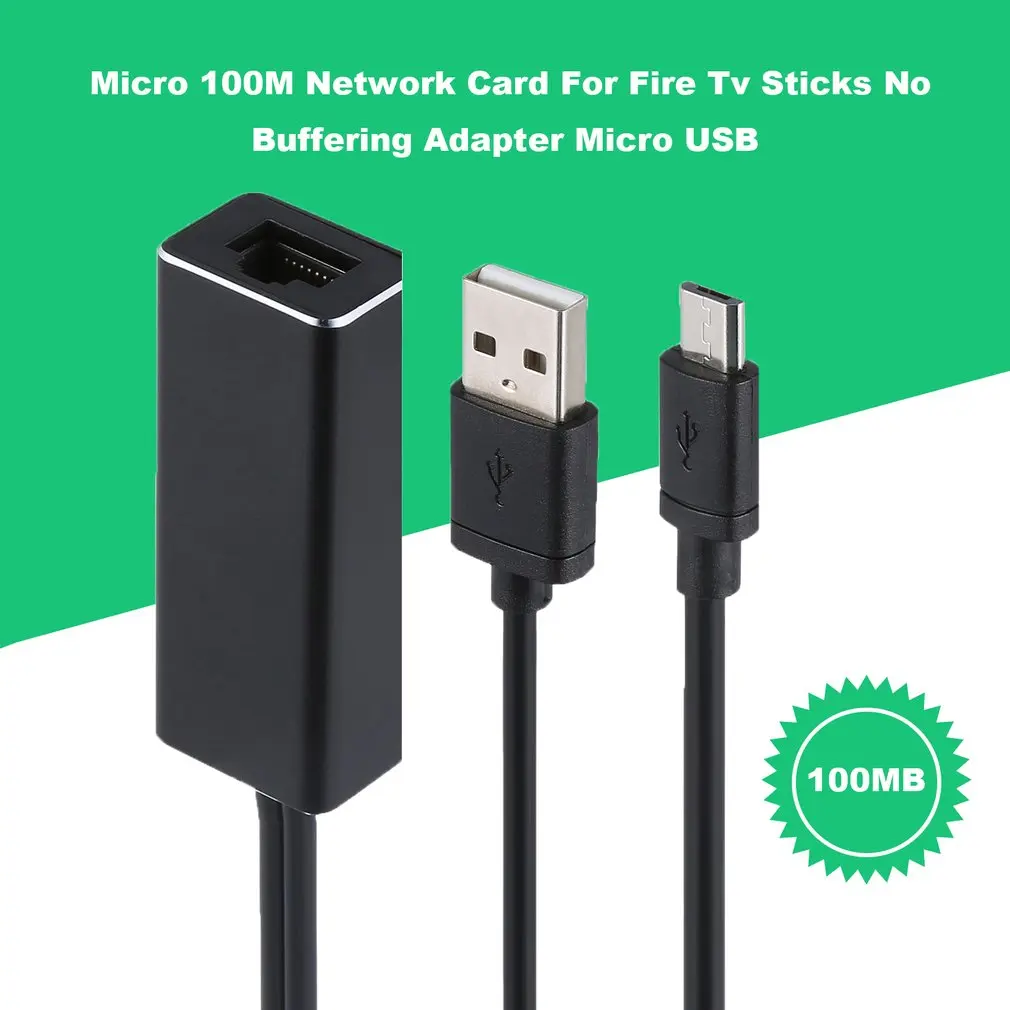 Fire tv Stick HD 480 Мбит/с Micro USB2.0 к RJ45 Ethernet адаптер 10/100 Мбит/с для нового Fire tv/Google Home Mini/Chromecast Ultra