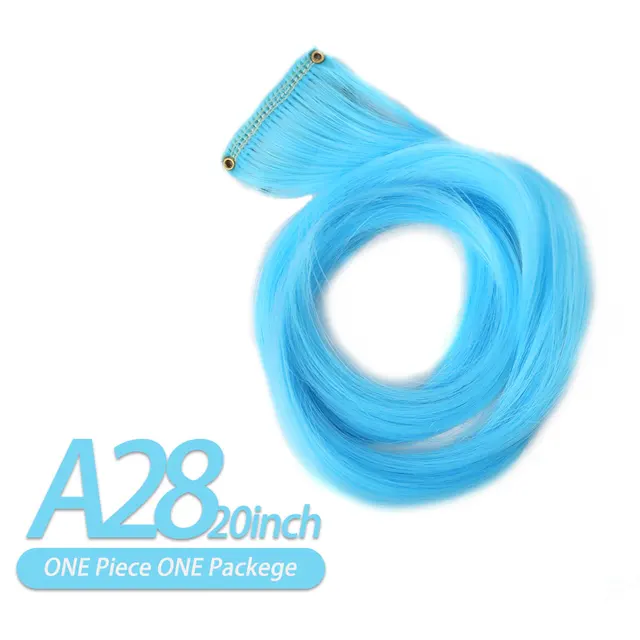 AIYEE Hair Extensions Pure RainBow Hairpiece Clip In Hair Piece Synthetic Long Straight Ombre Pink Red Rainbow Hair Piece A28