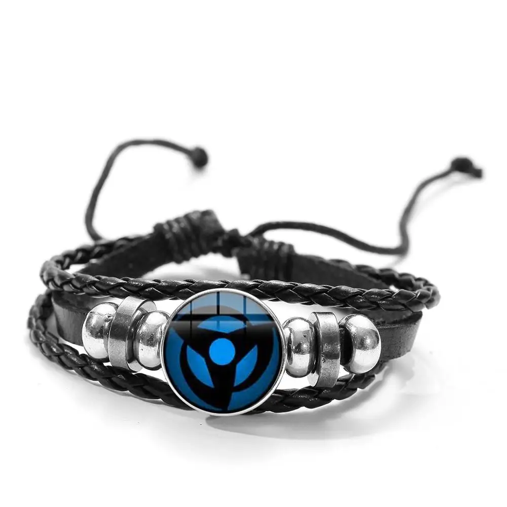 Style 4 SONGDA Naruto Shippuden Anime Leather Bracelet Uchiha Sasuke Icon Glass Round Photo Handmade Beaded Bracelets Fashion Fans Gift - Окраска металла: Style 4