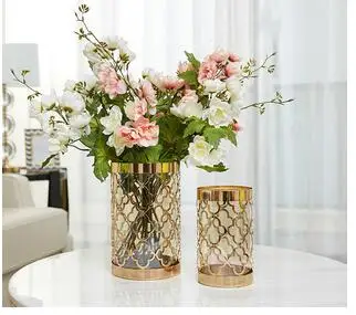 

NORDIC CREATIVE METAL TRANSPARENT GLASS VASE GOLDEN PRINT MODERN HOME FLOWER ARRANGEMENT ACCESSORIES EXPENSIVE DECORATION