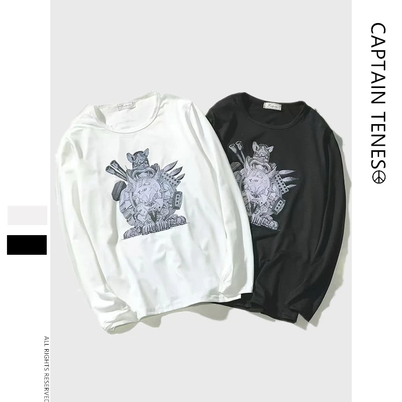 Captain TeNes New Men's Autumn Collar Printed Sports Top Long Sleeve T-shirt Cartoon Casual TEE for Male Printing Loose Long Sle Captain TeNes New Men's Autumn Collar Printed Sports Top Long Sleeve T-shirt Cartoon Casual TEE for Male Printing Loose Long Sle