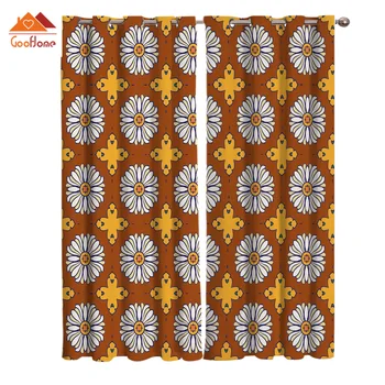 

Chrysanthemum Pattern Window Curtains Living Room Outdoor Fabric Drapes Curtain Home Decor