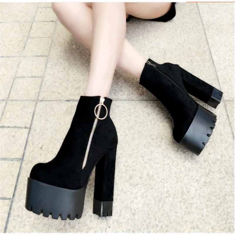 2019 spring and autumn winter Europe the United States high-heeled short female round head with women's boots | Обувь