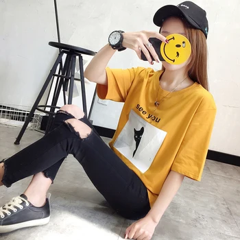 

Early Spring Short Sleeve Women's New Style Versatile All-cotton T-shirt Loose-Fit Students Base Shirt 7366