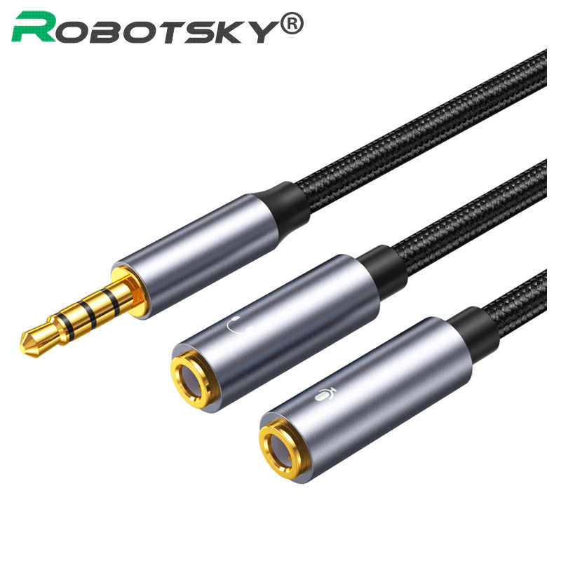 3.5mm Aux Cable Jack 3.5 Splitter Audio Cable for Xiaomi Laptop Computer 3.5 Male to 2Jacks Female Audio Extension Cable
