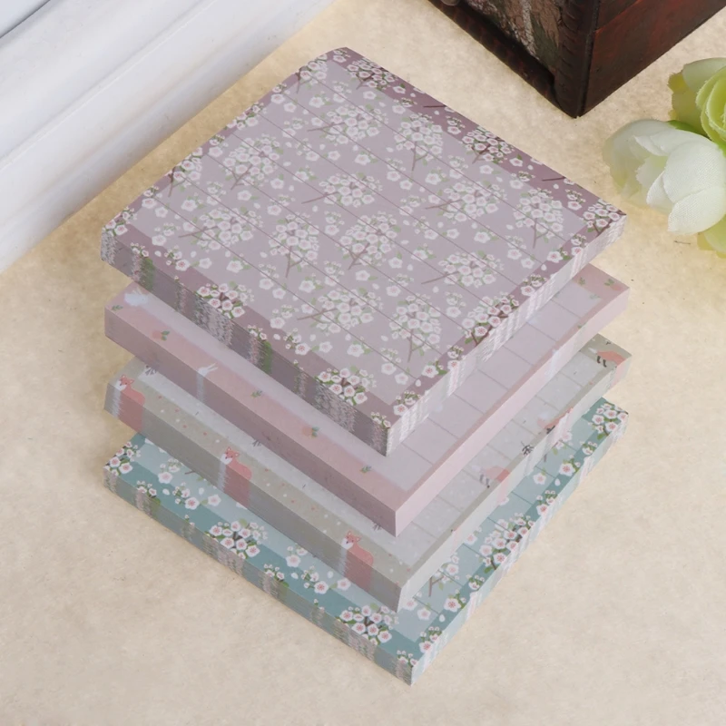 

80 Sheets/Pad Flower Animal Series Paper Sticker Memo Pads Sticky Notes Notepad