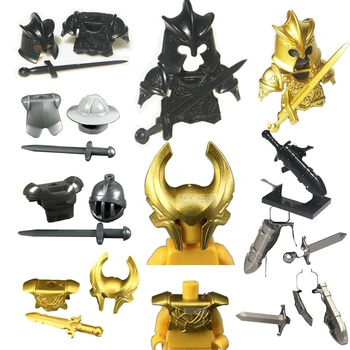 

1 Set Fit lego Without mini figures Middle Ages Rings Gold Soldier Armor Wings Weapon Accessories Compatible with toys