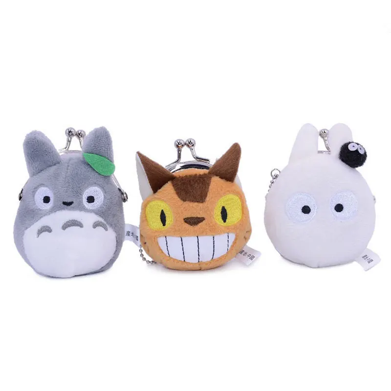 8cm 10pcs/lot Anime My Neighbor Totoro Cat Bus Coin Bag Soft Stuffed Purse Keychain Plush Toys Doll Kids Mini Wallet Gifts | Игрушки и