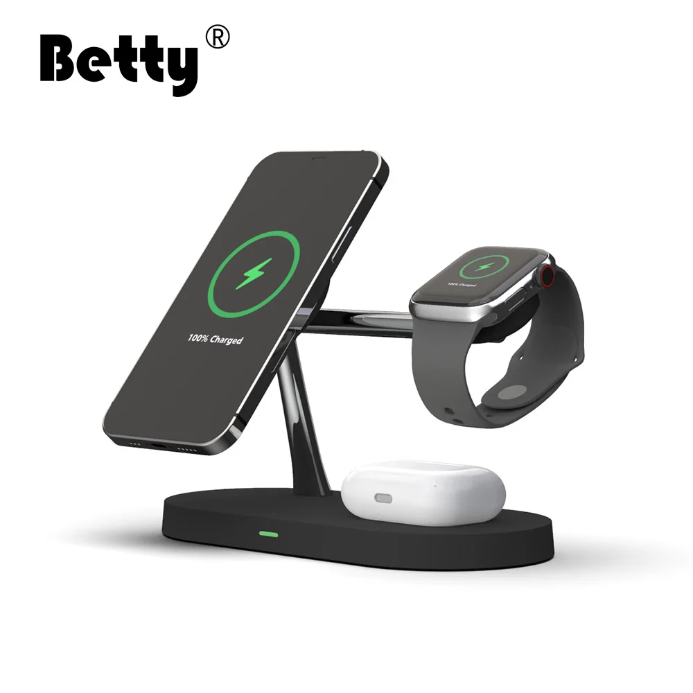 Betty Wireless Charger station magsafing fast 5 in 1 smart Magnetic Holder for phone watch headset induction wireless chargers