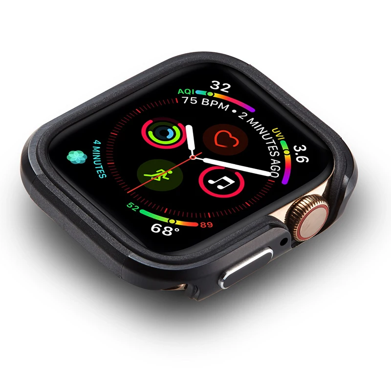 Высококачественный чехол для часов apple Watch Series 5 4 apple watch 44 мм 40 мм металлический защитный корпус анти-осень чехол Iwatch крышка - Цвет: Black