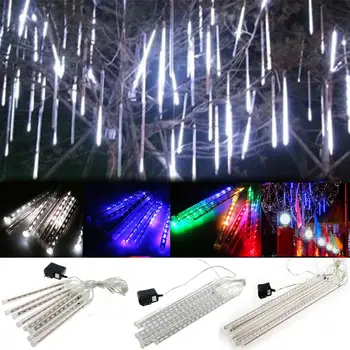 

50cm LED Meteor Shower Rain 8 Tube Xmas Snowfall Tree Outdoor LED String Lights Waterproof Christmas Decor Tree With Plug Tail