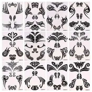 

12pcs Facial Stickers Practical Delicate Festival Party Decor Body Art Patch Wterproof Temporary Tattoos for Adult Man