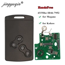 Jingyuqin zestaw głośnomówiący bezkluczykowa karta inteligentna dla Renault Megane III Fluence Laguna III sceniczny Clio Captur Koleos 433MHz FSK PCF7952 klucz zdalnego
