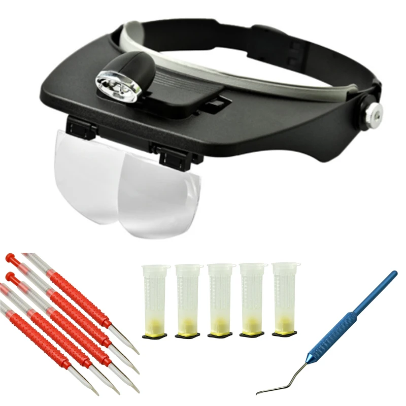 

Beekeeping Grafting Tool Set Led Magnified Lens Wear+Aluminium Handle Grafting Tool+Plastic Grafting Tool Queen Cell Cup