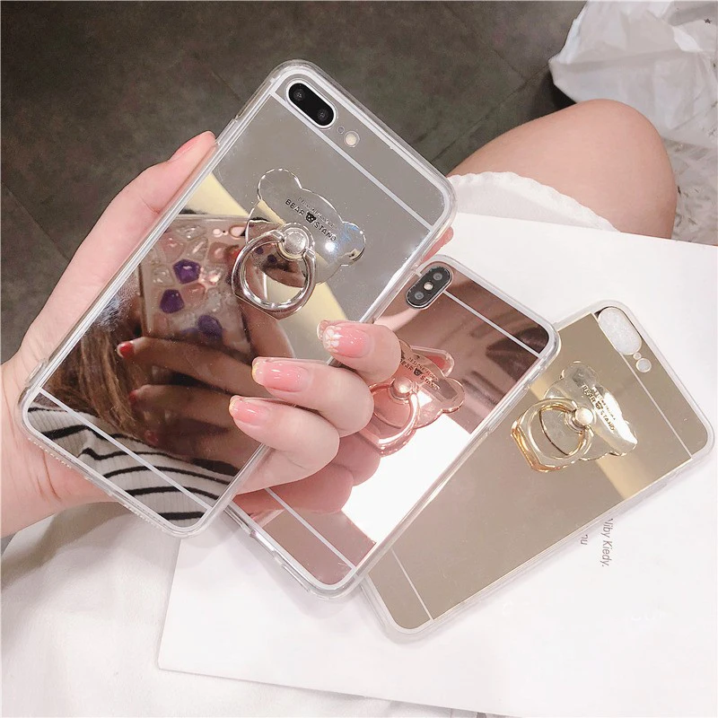 Для Samsung A3 A5 A6 A7 A8 A9 J3 J4 J5 J6 J8 Plus 2018 2017 зеркальный держатель чехол для iPhone 11 Pro 6 6S 7 8 X XS