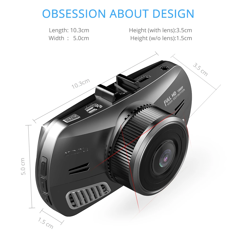 JOHOX-11 Dash Cam 3 inch 2.5D IPS Screen Full